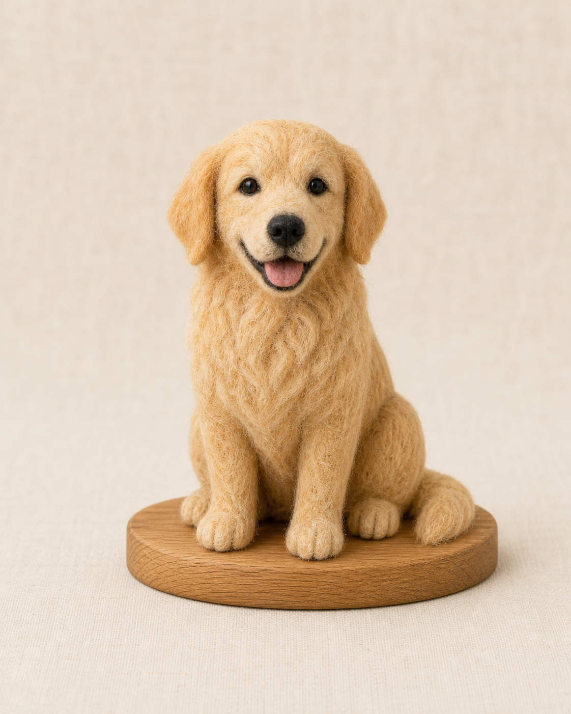 Classic full-body felted Golden Retriever sculpture
